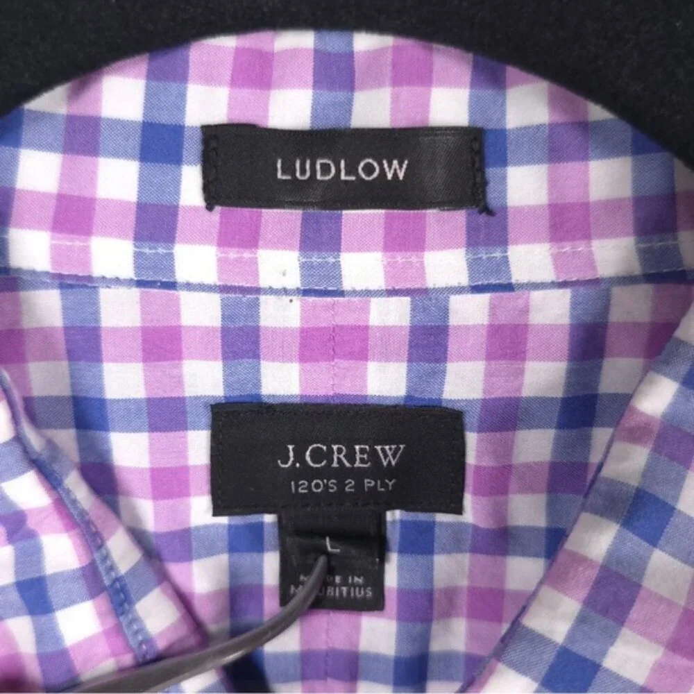 J.CREW 120’s 2 PLY LUDLOW Plaid Multi‎ Long Sleeve Button Up Shirt Cotton LARGE